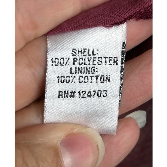 Hannah Women’s Large Cranberry Red Boho Layered Roll Sleeve Sequin Blouse NEW - Picture 4 of 7